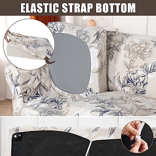 SearchI Stretch Sofa Cover Printed Couch Covers, Floral Pattern 2 Piece Armch...