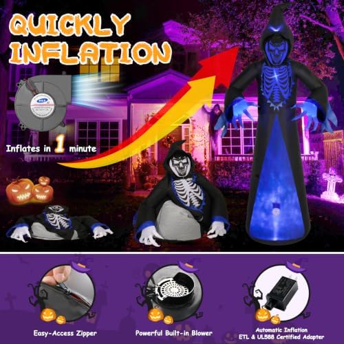 Elegear 12FT Grim Reaper Skeleton Halloween Inflatable Blow Up Decorations