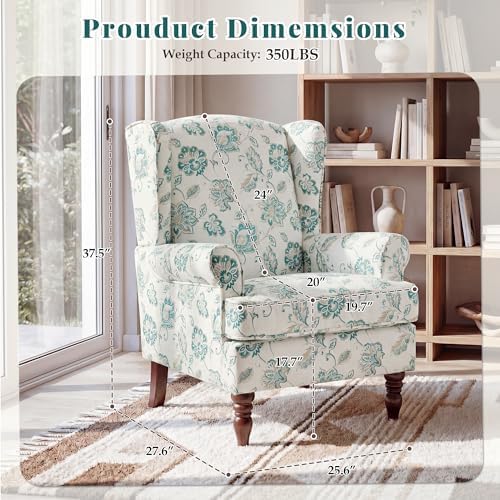 EROMMY Floral Accent Chair, Comfortable High Back Upholstered Armchair with S...