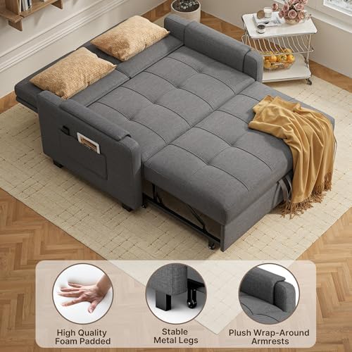 Gizoon Convertible Sofa Bed Modern Couch Bed & Small Loveseat Sleeper, Grey