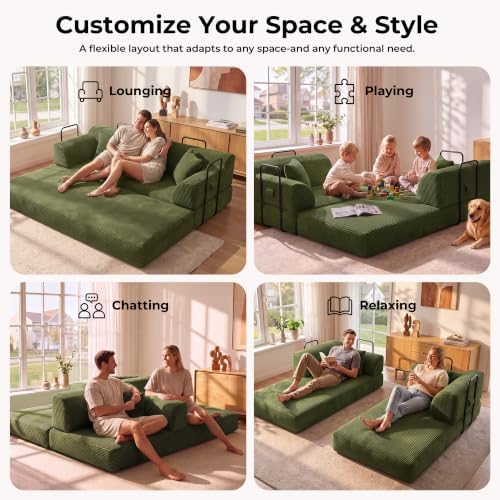 79'' Futon Sofa Bed, High‑Back Boneless Couches for Living Room