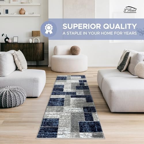 L'Baiet Verena Geometric Area Rug Blue Grey 8' x 10' Large Area R...