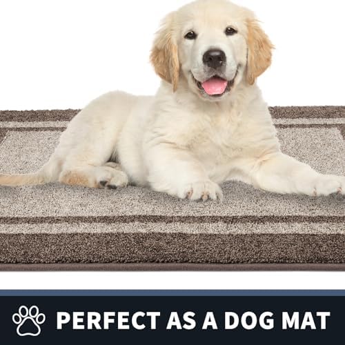 PURRUGS Dirt Trapping Indoor Door Mat, 32" x 48", Beige & Grayi...