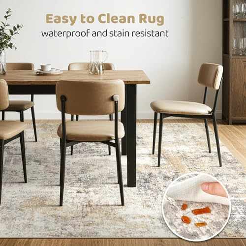 LOONGRUG 8x10 Area Rugs Washable Large Neutral Modern Living Room Rug
