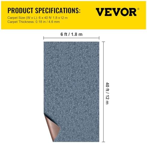 Happybuy 6 ft x 39 ft Grey Marine Carpet for Boats Waterproof - 0.18" Th...