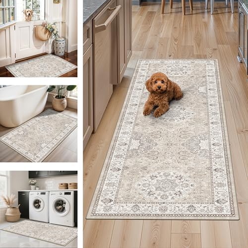 4 Pieces Kitchen Rug Set: Washable Water Resisitant Carpet for Sink Stove Are...