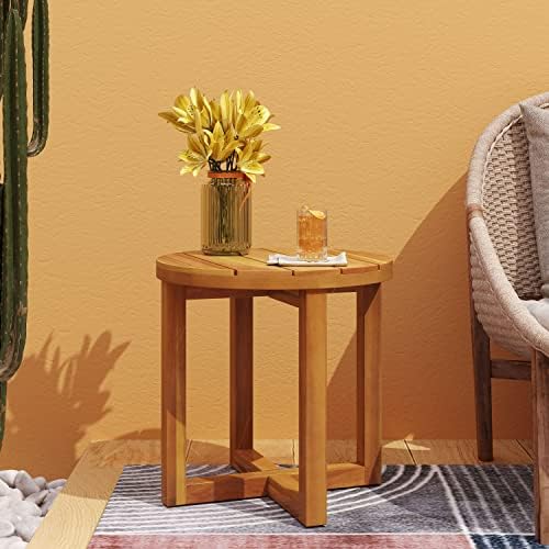 Hamel Outdoor Circular Side Table - Acacia Wood - Teak