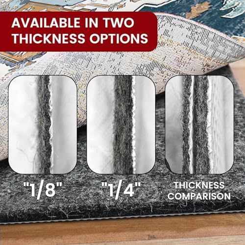 Waterproof Rug Pad, 5x8 ft Area Rug Non-Slip Carpet Pad, 1/4" Thick Non-...