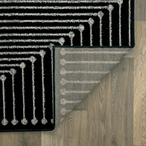Rugshop Contemporary Bohemian Stripe Area Rug 7'10" x 10' Black