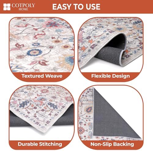 COTPOLY 5' x 7' Washable Area Rug for Living Room, Kitchen, Hallway, ...