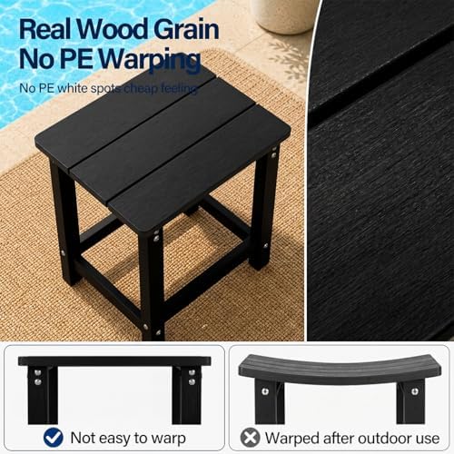 MXIMU Outdoor Side Table Set of 2, Adirondack Table, All Weather, Black