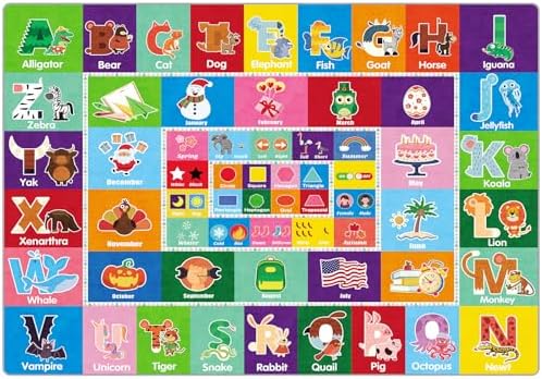 PartyKindom Kids Play Rug Mat Playmat with Non-Slip Design (78.7 x 59 inch)