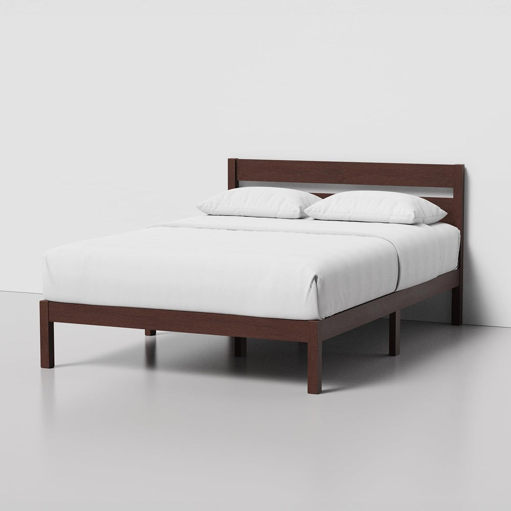 LIFEMENT Classic Wood Platform Bed Frame with Headboard, Essential, Noise Fre...