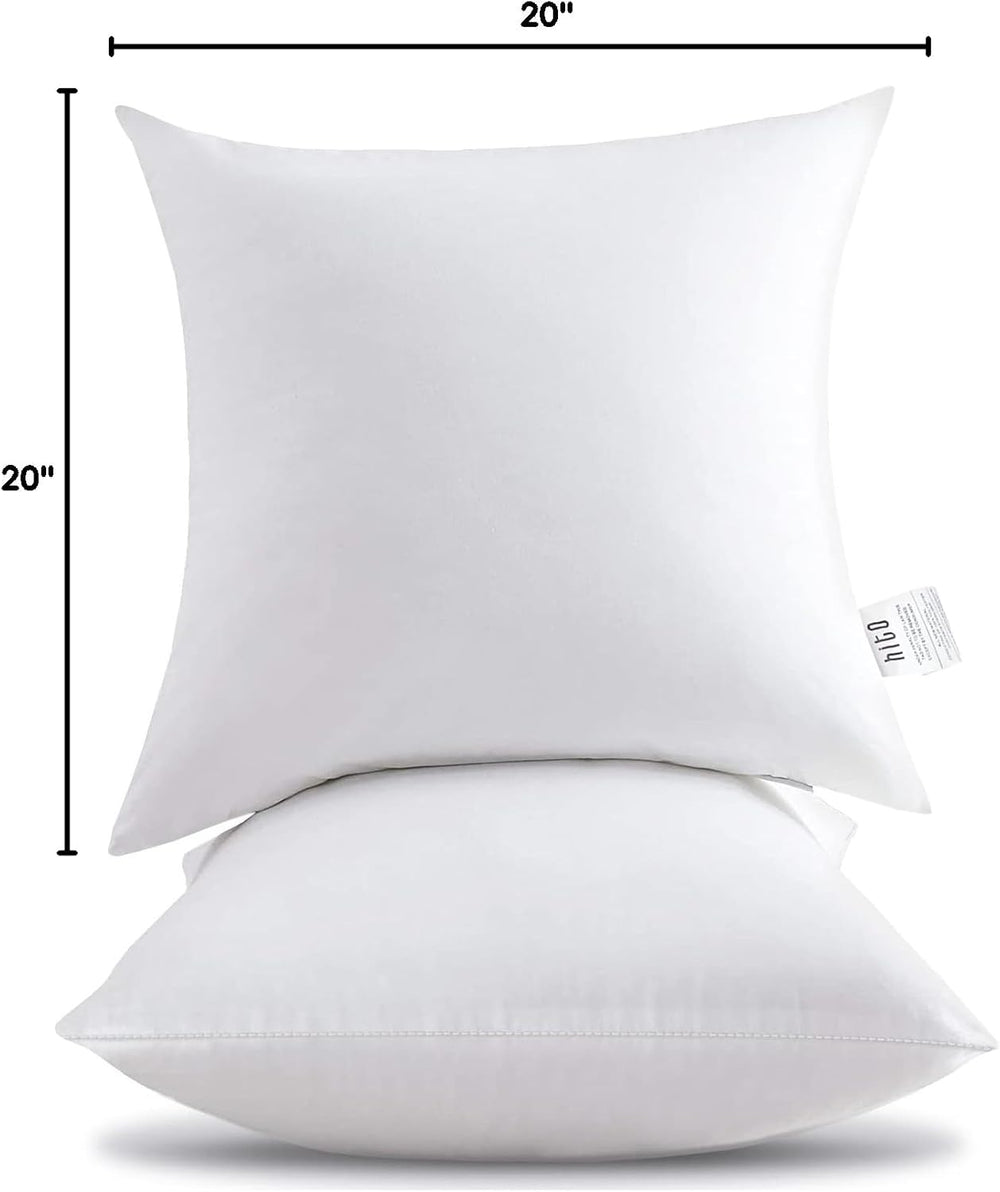 HITO 20x20 Pillow Inserts (Set of 2) - Down Alternative 100% Cotton Cover Dec...
