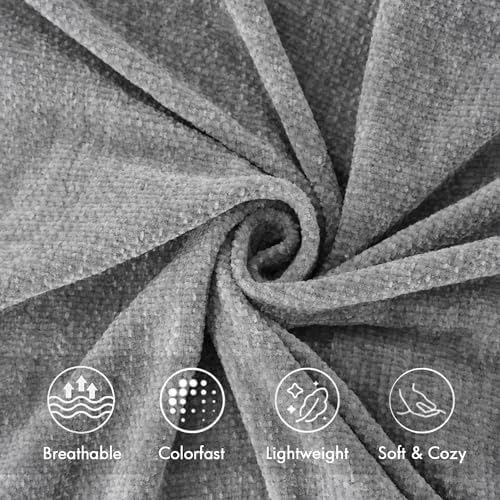 BATTILO HOME Light Gray Chenille Throw Blanket for Couch, Soft Cozy Textured ...