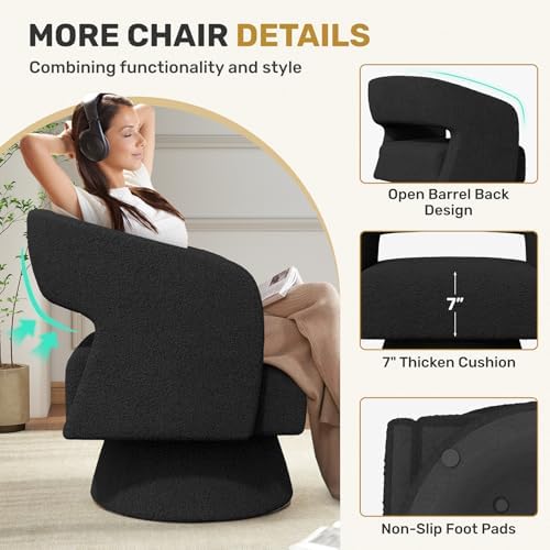 Nebuaegis Swivel Accent Chair Set of 2, Modern Comfy Teddy Barrel Chairs, Ove...