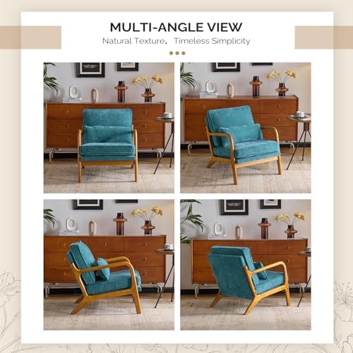 VINGLI Chenille Mid-Century Modern Accent Chair, Cute Reading Arm Chair with ...