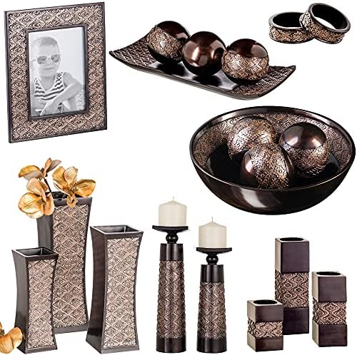 Creative Scents Dublin Brown Vases for Decor Centerpieces - Set of 3 Flower V...