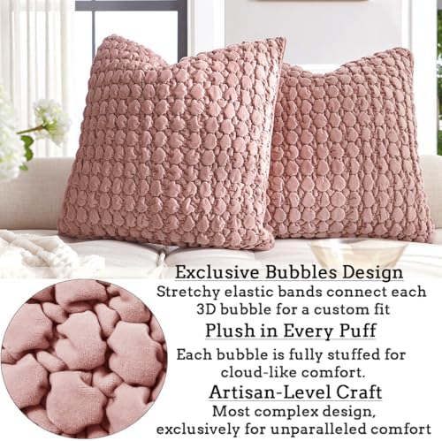 Velvet Throw Pillow Covers 18x18 Set of 2 Pink Cushion Case