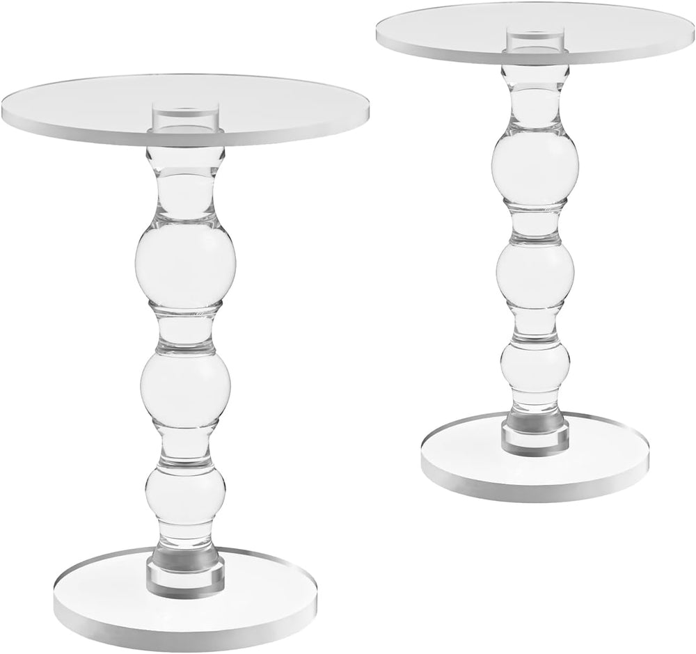 Acrylic End Table Set of 2, 16" x16" x 23" Modern Pedestal Acr...