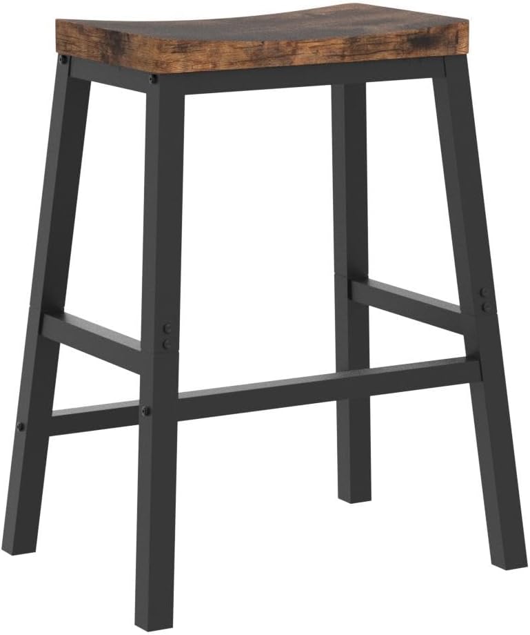 HOOBRO Bar Stools, Set of 2 Bar Chairs, 23.6 Inch Saddle Stools, Kitchen Coun...