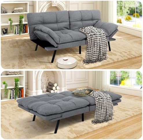 MUUEGM Futon Sofa Bed Memory Foam Futons Modern Office Couch Sleeper Bed Conv...