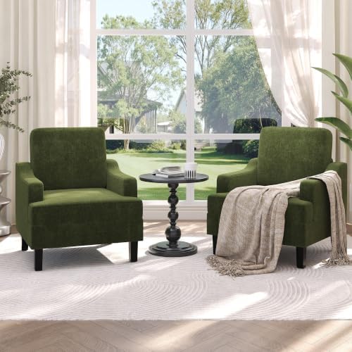 Garvee Green Comfy Accent Chair, Upholstered Armchair for Living Room