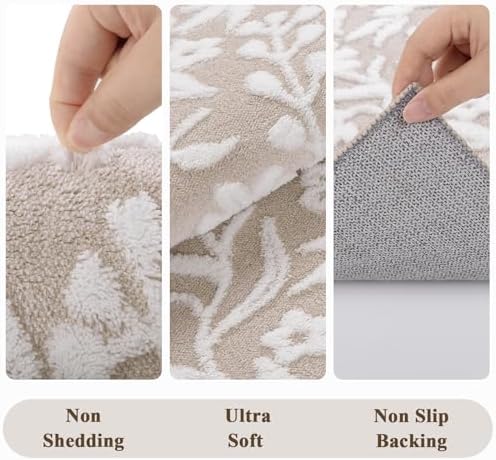 Vaukki 8x10 Area Rug for Living Room, Beige White Throw Carpet for Bedroom