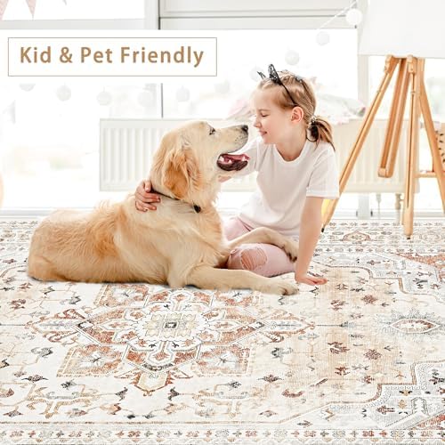 Orange Red 8x10 Washable Area Rugs for Living Room,Bedroom,Dining Room