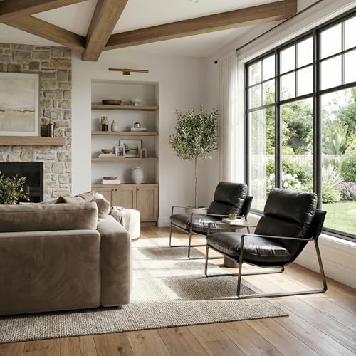 LukeAlon Modern PU Leather Accent Armchair, Black