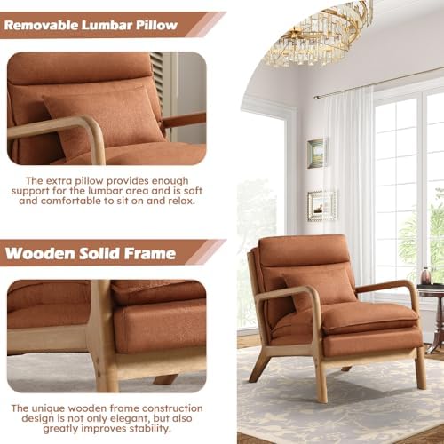 IOMOR Mid Century Modern Accent Chair, Upholstered Lounge Armchair with Plump...