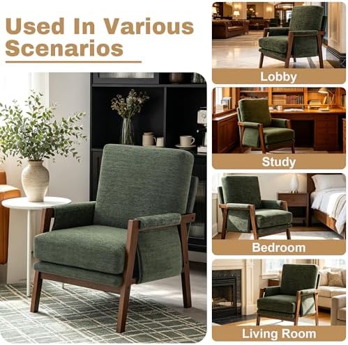 RNKSFX Green Accent Chair for Bedroom & Living Room, Mid Century Modern A...
