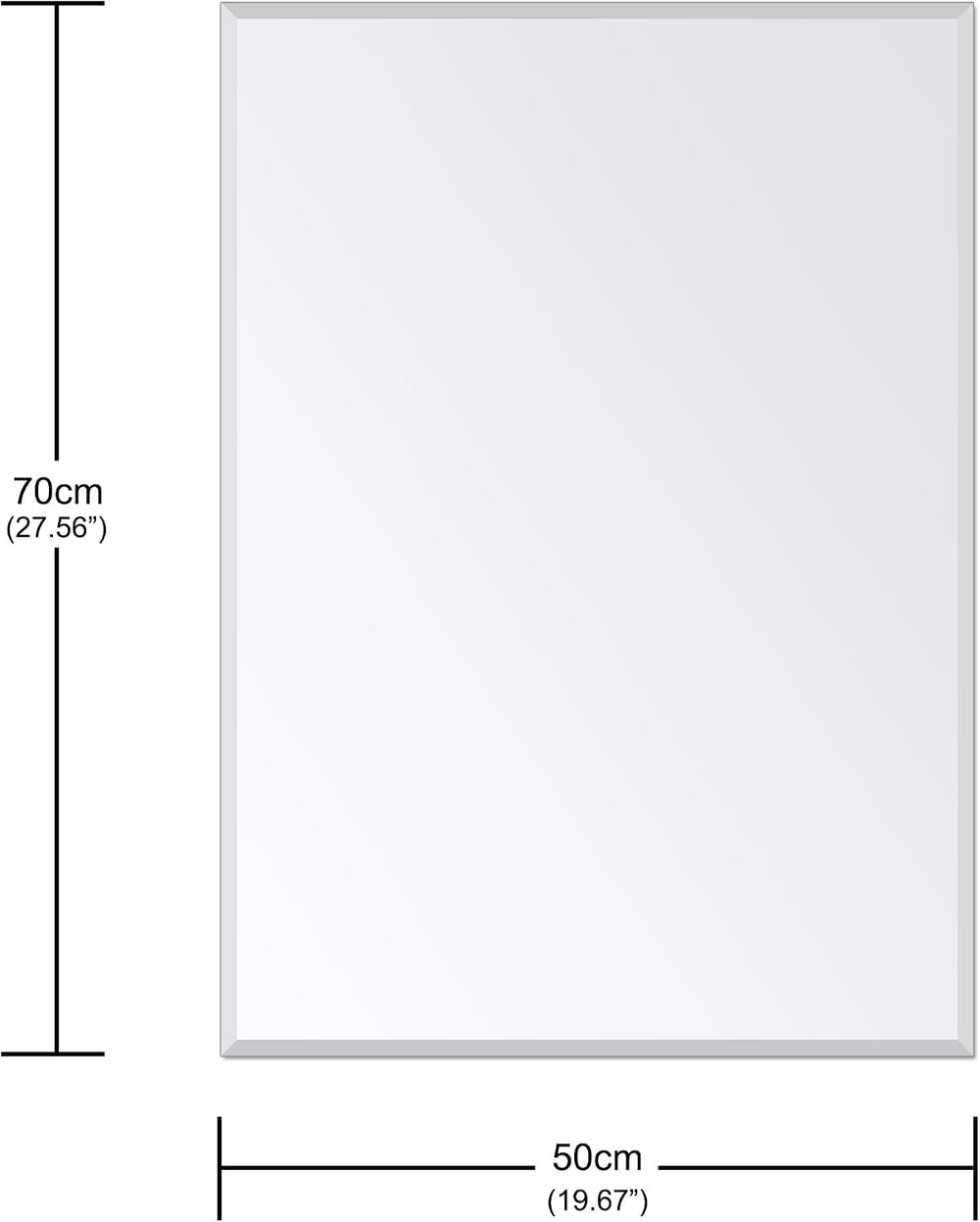 Frameless Wall Mirror Beveled Edge 28” x 20“ Bathroom Mirror for Over Sink