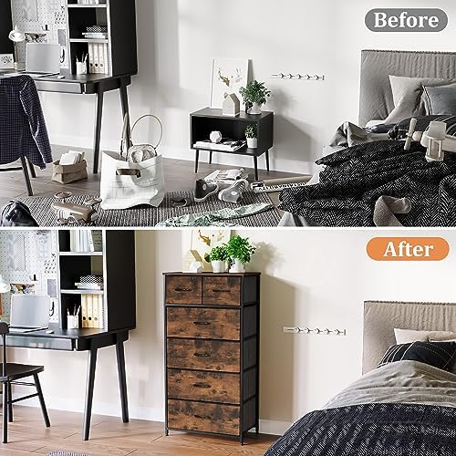 Tall Dresser for Bedroom, Fabric Storage Tower with 6 Drawers
