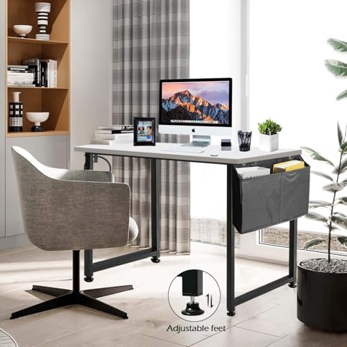 Lufeiya Computer Desk White Writing Table for Small Spaces Home Office 39 Inc...