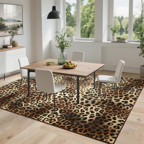 DweIke Leopard Rugs for Living Room, 8x10 Cheetah Print Rug for Bedroom Decor...