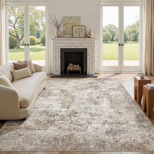 11x12 Area Rugs for Living Room Washable Abstract Rug Brown/Grey