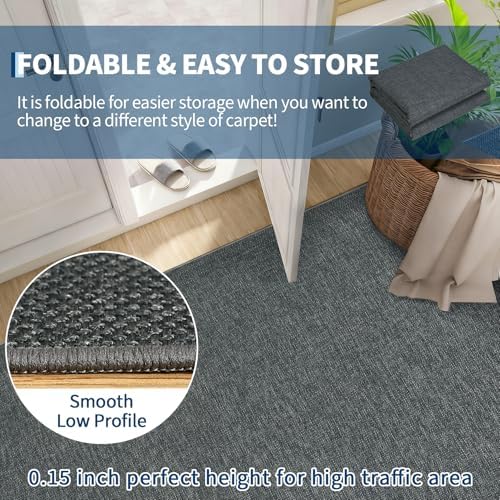 Garvee Large Washable Rug 9x12 Modern Solid Rugs for Living Room Charcoal
