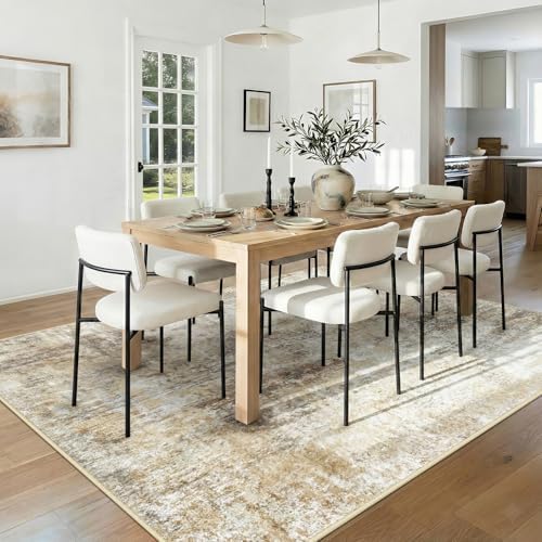RELEANY Washable 5'x7' Abstract Area Rug for Living Room Neutral Brown