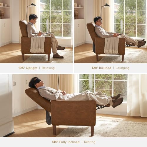 mopio Arthur Recliner, Reading Chair (Pecan Brown Faux Leather)