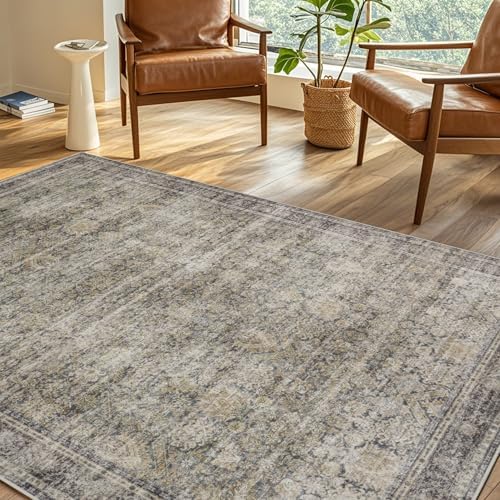 Green Brown 8x10 Washable Area Rugs for Living Room,Bedroom,Dining Room