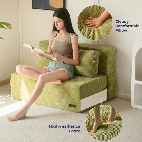 MAXYOYO Convertible Sofa Bed, Fold Out Sofa Couch with Pillow for Adults