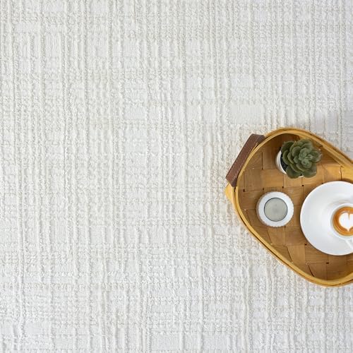 Abani Cream Area Rug - 5'x 8' - Living Room & Bedroom - Textured ...