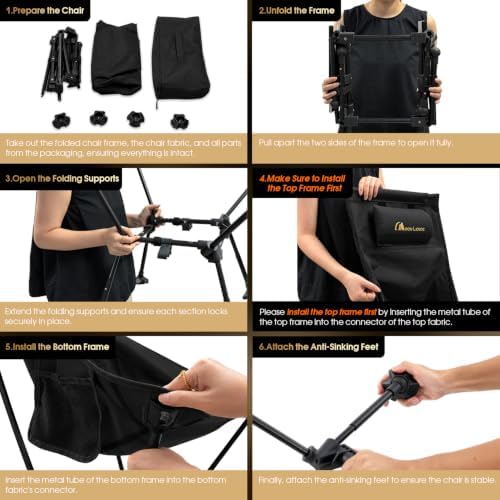 MOON LENCE High Back Folding Camping Chairs, Height-Adjustable, Widened Seat,...