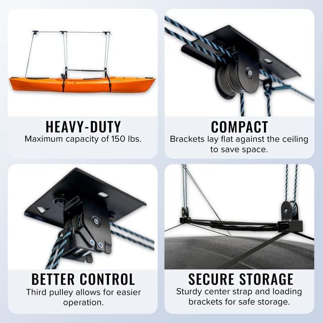 Teal Triangle Ceiling Storage Hoist for Cargo Box - Heavy Duty Garage Storage...