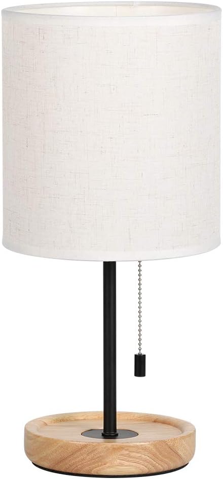 HAITRAL Bedside Table Lamp - Modern Nightstand Lamp with Linen Fabric Shade W...