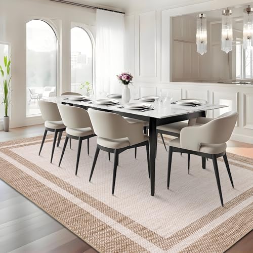 COZYLOOM Area Rugs 10x13 Large Living Room Rug with Rubber Backing, Beige