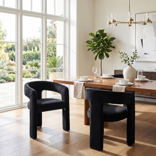 VESCASA Velvet Barrel Dining Chair with Open-Back, Upholstered Modern Accent ...