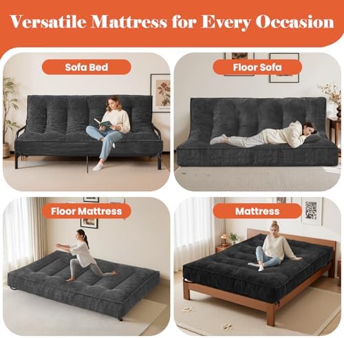 8" Futon Mattress Queen Size, Futons Sofa Bed Sleeper Couch Bed, Roll Up...
