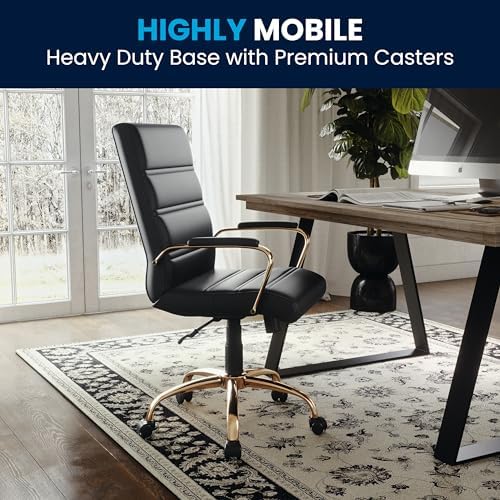Flash Furniture Mid-Back Black LeatherSoft Executive Swivel Office Chair with...
